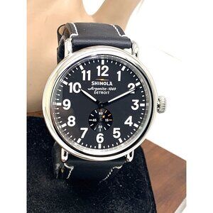 Shinola Men's Watch S0110000012 Runwell Quartz Black Dial Leather Band 47mm
